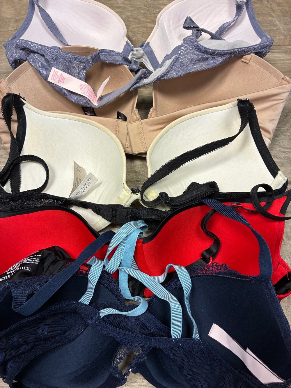 Victoria Secret Bundle 5 Bras Lined Demi Strapless Push Up Lace Satin - Picture 11 of 13
